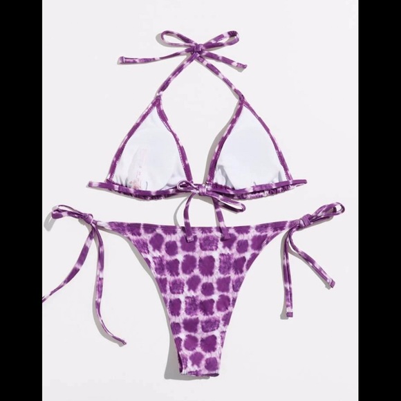 Purple, Tie-Dye Spots, Bikini Set - Picture 3 of 6